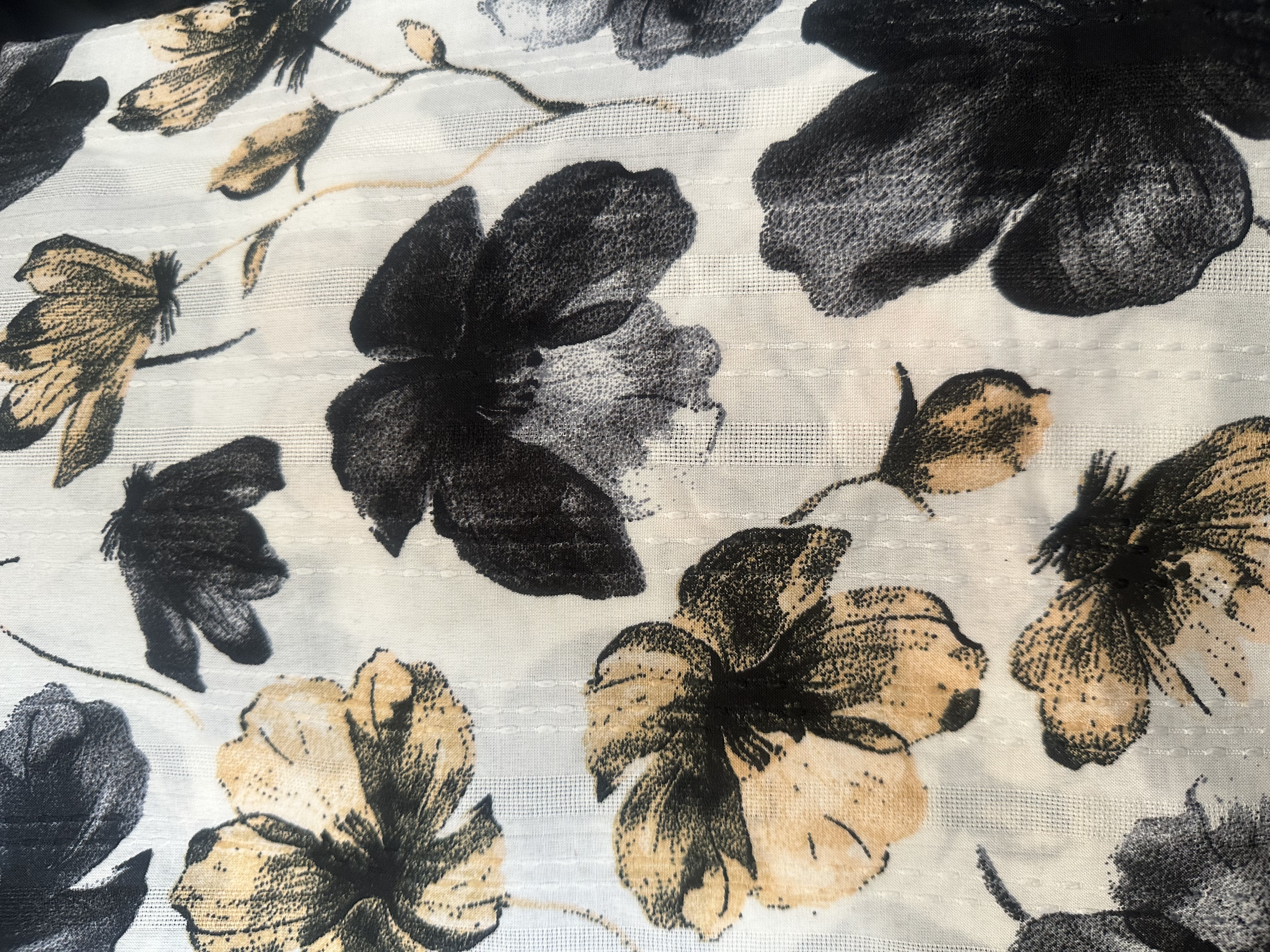 شوميز نخي بدون آبرفت 8720 آبرنگي گل نارنجي مشكي 